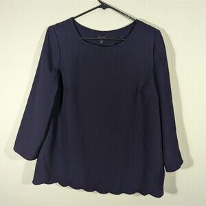 Talbots Top Women Sz M Purple Flowy Round Neck Blouse Office Career